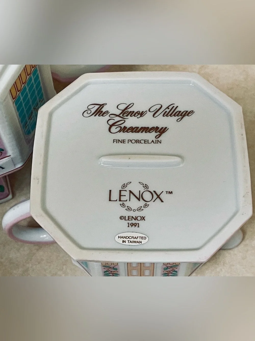 Lenox Village Tea Room 3 Pc Set  Teapot, Creamer, Sugar w/ Spoon  Vintage 1991